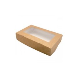 Коробка для зефира и печенья с окошком, 25х15х7 см, крафт