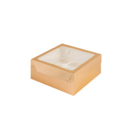 Коробка для капкейков с окном, 9 ячеек, золото