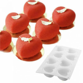 Форма для муссовых десертов Сердечки, 8 ячеек белая
