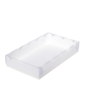 Коробка для пряников с прозрачной крышкой, белая 20х12х3,5 см
