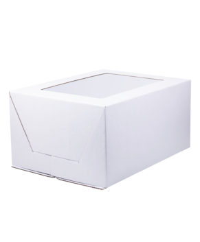 Коробка под торт сборка-конверт с окном 30х40х20см, белая
