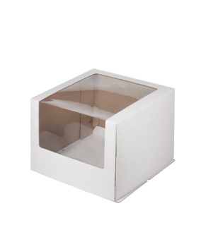Коробка для торта с увеличенным окном 26х26х21см, белая