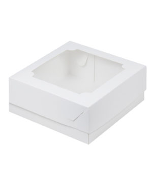 Коробка для зефира и печенья с окошком 20х20х7 см, белая