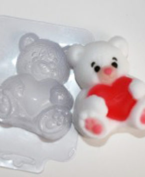 Пластиковая форма для шоколада Мишка с сердцем