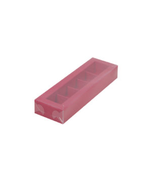 Коробка на 5 конфет с пластиковой крышкой, красная