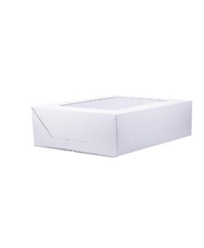 Коробка под торт сборка-конверт с окном 30х40х12см, белая