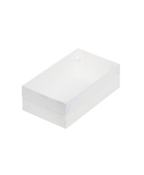 Коробка для зефира и печенья с пластиковой крышкой 25х15х7 см, белая