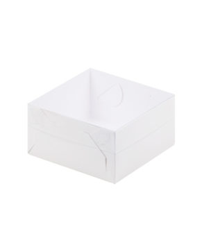 Коробка для зефира и печенья с пластиковой крышкой 20х20х7 см, белая