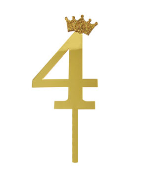 Топпер Цифра 4 с короной, золото