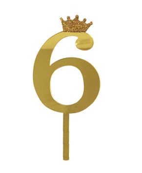 Топпер Цифра 6 с короной, золото