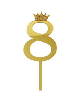 Топпер Цифра 8 с короной, золото
