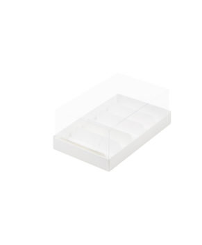 Коробка под муссовые пирожные и эклеры 5 ложементов 22х13,5х7 см, белая
