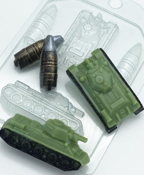 Пластиковая форма для шоколада Танк Т-34 Мини