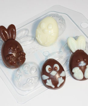 Пластиковая форма для шоколада Кролик и цыпленок Мини