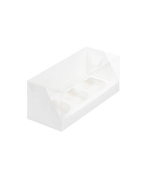 Коробка для капкейков с пластиковой крышкой, 3 ячейки, белая