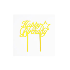 Топпер Happy Birthday со звездой, золото