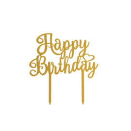 Топпер Happy Birthday с сердечком, золото