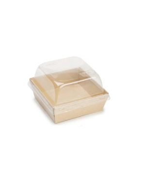 Коробка для бенто-торта с купольной крышкой 17,8х17,8х9см (дно 15х15см) крафт