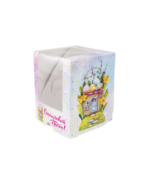 Коробка под кулич Пасхальный домик, 9,5х9,5х12,5см