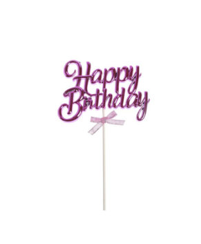 Топпер Happy Birthday объёмные буквы, розовый