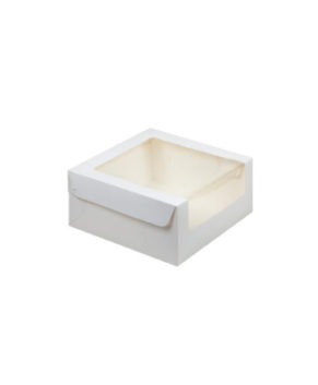 Коробка для торта с увеличенным окном, 23,5х23,5х11см белая