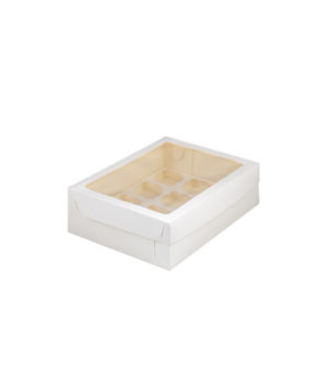 Коробка для капкейков с окном, 12 ячеек, белая