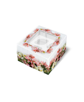 Коробка для капкейков с окном 4 ячейки, Цветочное настроение