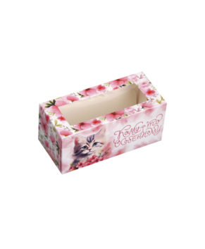 Коробка для макарон 12х5,5х5,5см Котик