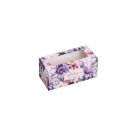 Коробка для макарон 12х5,5х5,5см Цветы