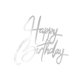 Топпер боковой Надпись Happy Birthday, серебро