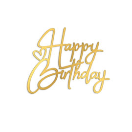 Топпер боковой Надпись Happy Birthday с сердечком, золото