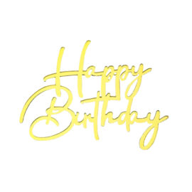 Топпер боковой Надпись Happy Birthday, золото